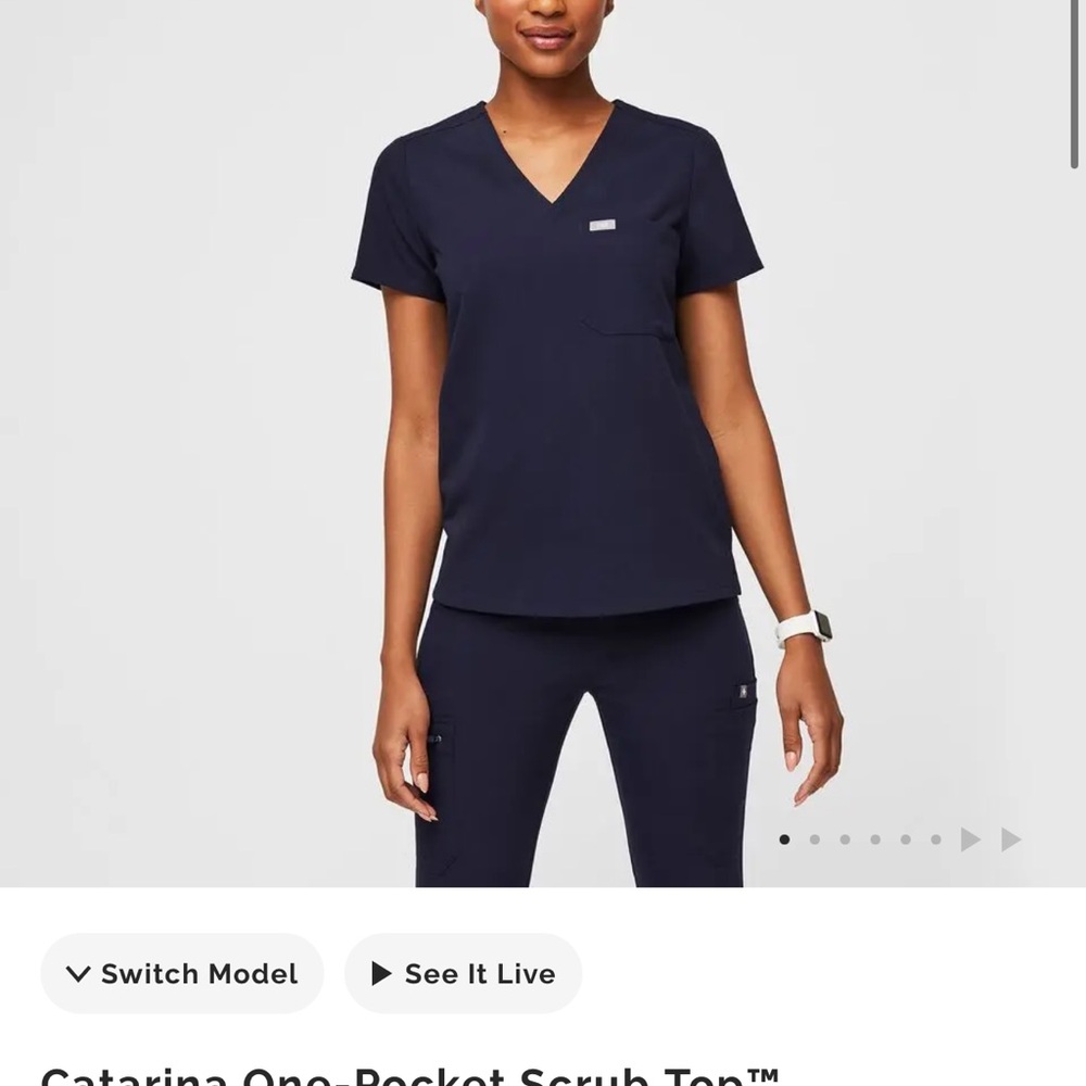 Navy Blue Women's Scrub Top